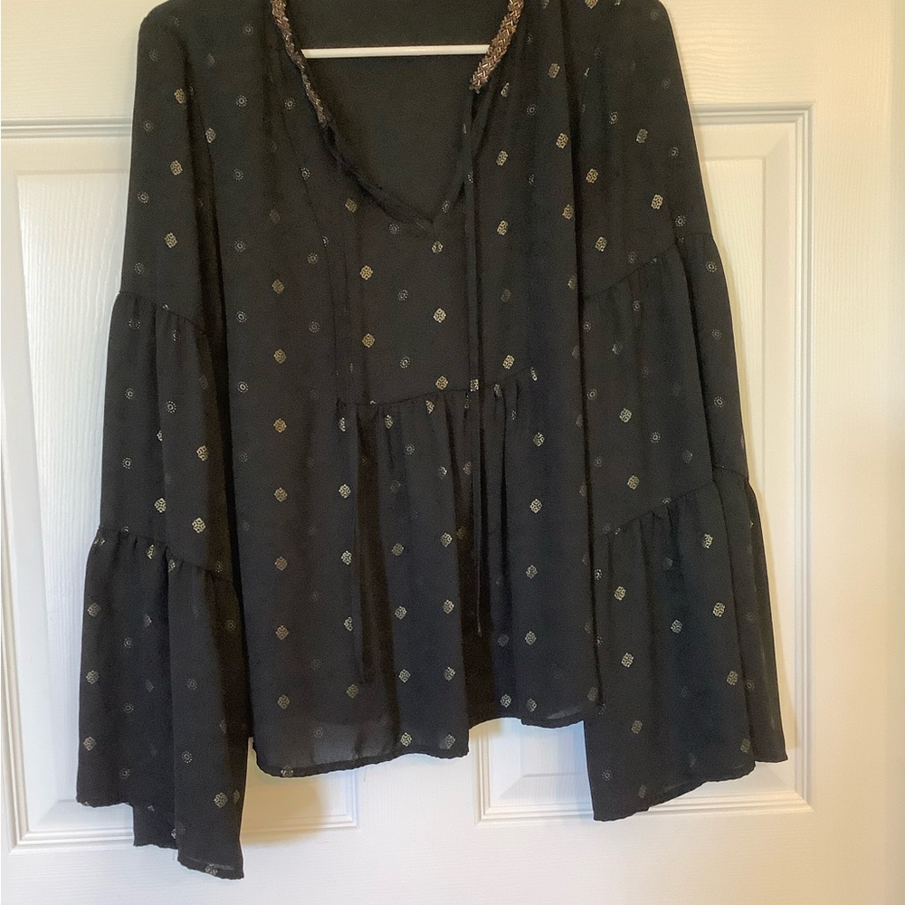 Altar'd State Black Bell Sleeve Blouse